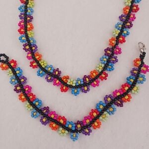 Colorful Beaded Necklace and Bracelet Set
